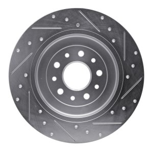 Ford Explorer Brake Rotor (1) - Rear Left - R1 Concepts - Drilled & Slotted - Silver - `05-`19